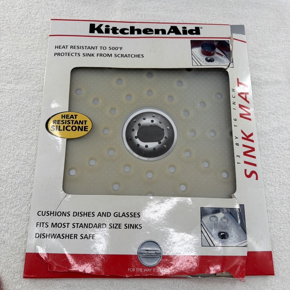 New KitchenAid 13 x 16 Inch, Heat Resistant Silicone Sink Mat Until 500 Degrees